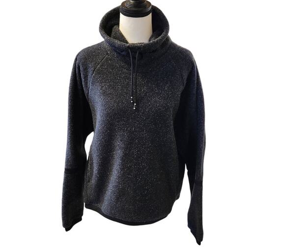 Nike Tops - Nike Funnel Neck Fleece Pullover Heathered Black Gray Athletic Sweatshirt Medium